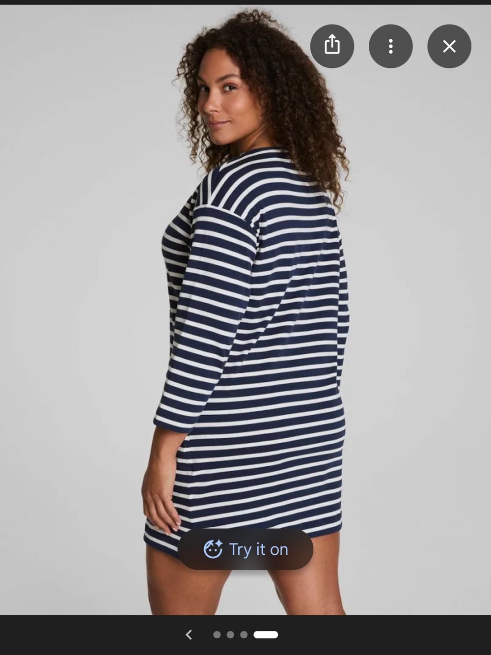 New with tags Spanx cotton boatneck Navy & White Striped Women’s mini dress - Picture 5 of 9